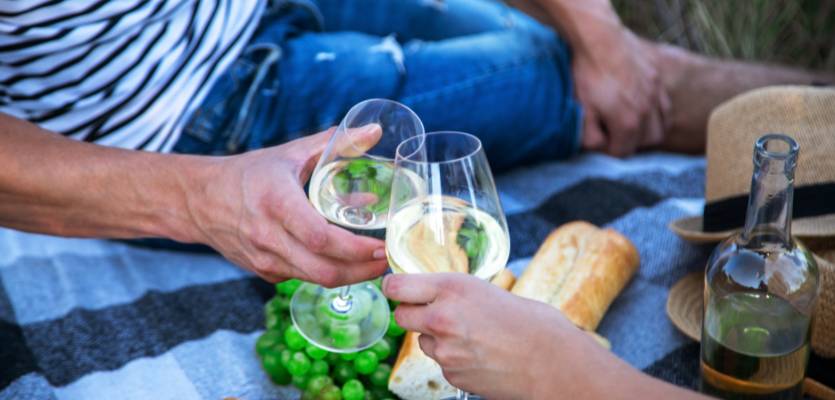 wine at picnic