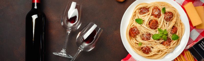 spaghetti with wine