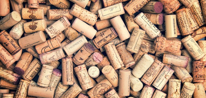 wine corks in a wine cork collection